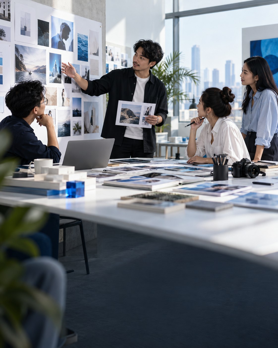 Đội ngũ sáng tạo phát triển ý tưởng chiến dịch trong studio